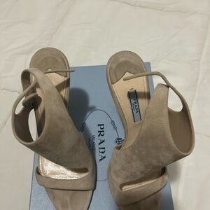Prada Women's Beige Suede Heels
